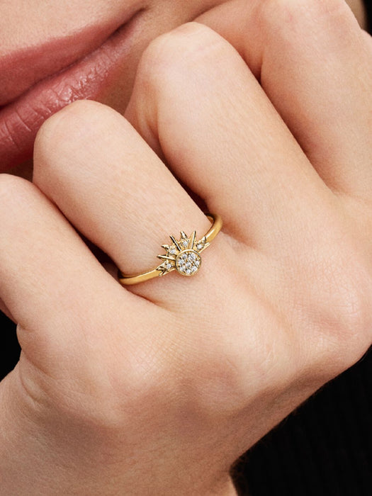 Pandora Celestial Sparkling Sun Gold Ring 14k Gold Plating