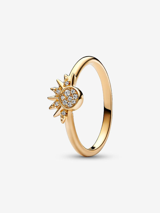 Pandora Celestial Sparkling Sun Gold Ring 14k Gold Plating