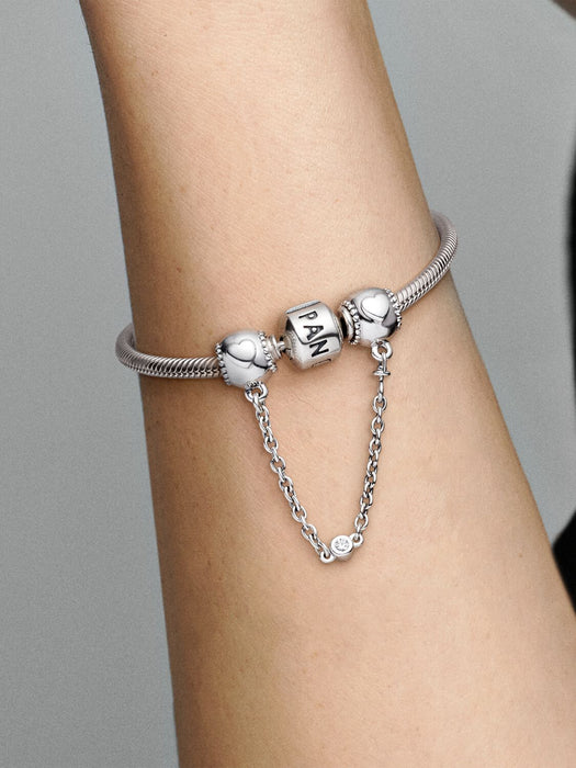 Pandora Embossed Hearts Safety Chain Charm