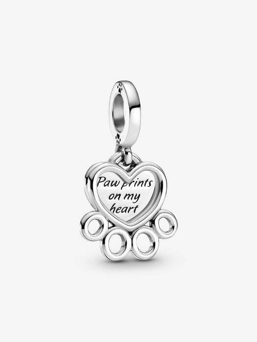 Pandora Hearts & Paw Print Dangle Charm Sterling Silver