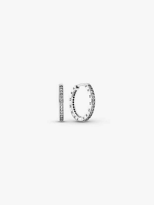 Pandora Sparkle & Pandora Logo Hoop Earrings