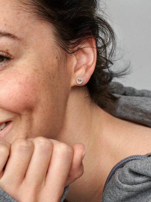 Pandora Open Heart Stud Earrings Sterling Silver