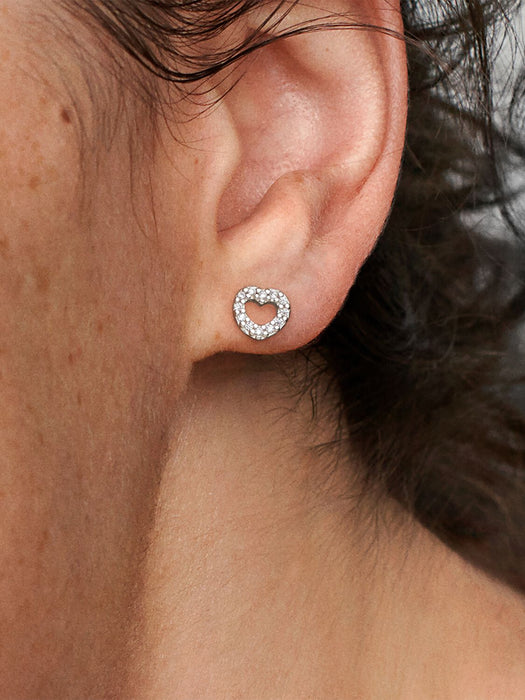 Pandora Open Heart Stud Earrings Sterling Silver