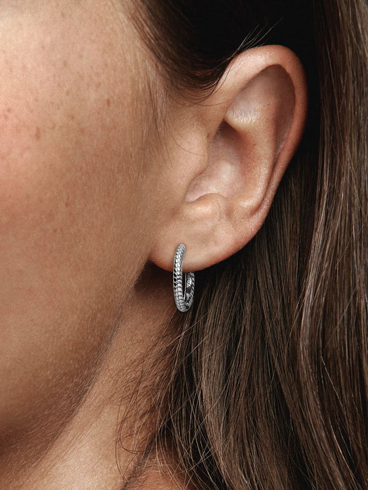 Pandora Moments Small Charm Hoop Earrings Sterling Silver