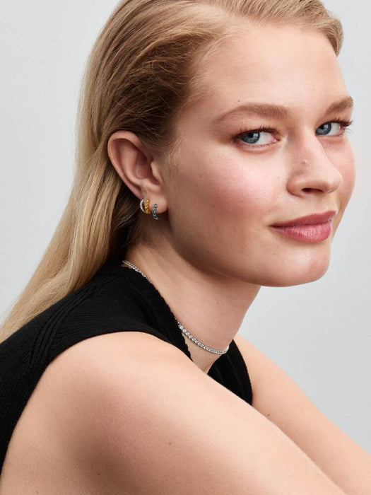 Pandora Light Blue Huggie Earrings Sterling Silver