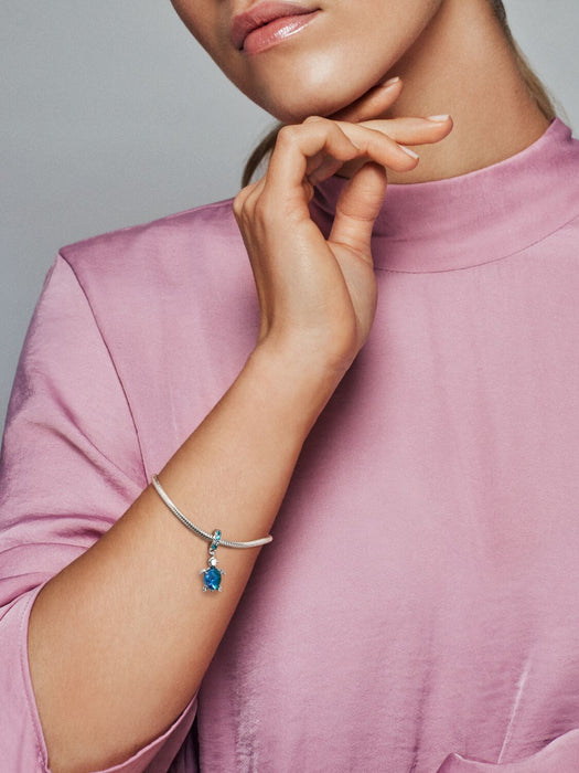 Pandora Murano Glass Sea Turtle Dangle Charm Sterling Silver