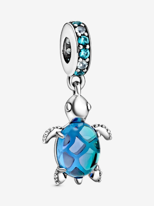 Pandora Murano Glass Sea Turtle Dangle Charm Sterling Silver