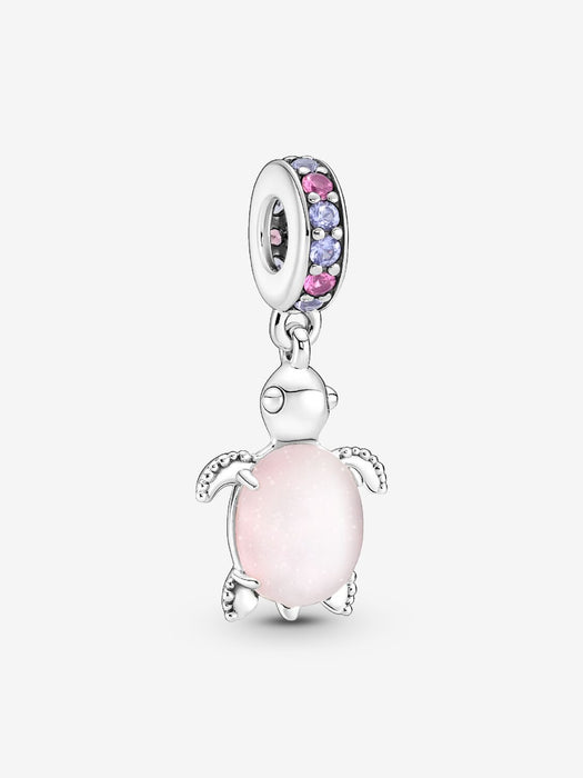 Pandora Murano Glass Pink Sea Turtle Dangle Charm Sterling Silver