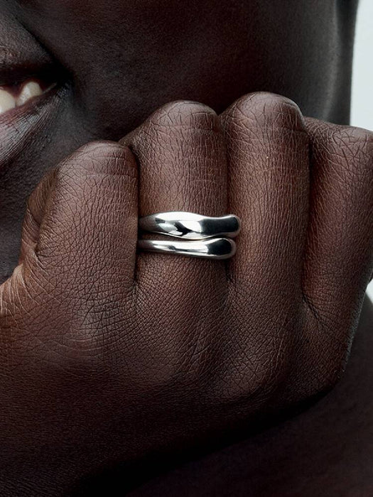Pandora Organically Shaped Stacking Rings Sterling Silver