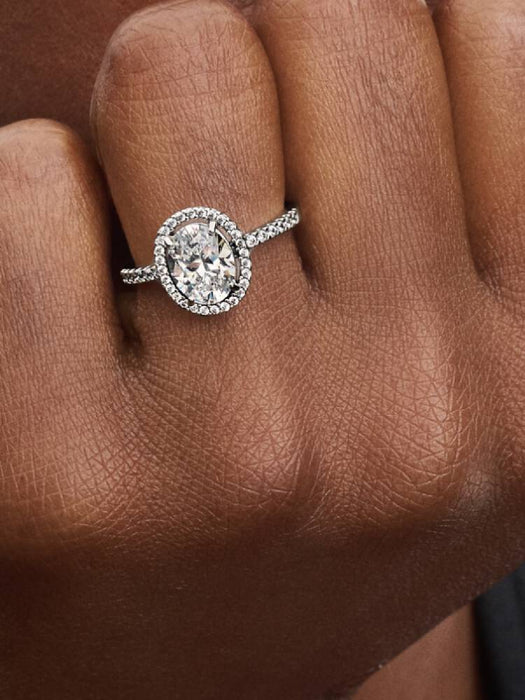Pandora Oval Sparkling Halo Statement Ring Sterling Silver