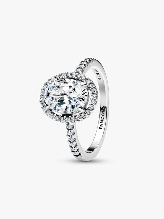 Pandora Oval Sparkling Halo Statement Ring Sterling Silver