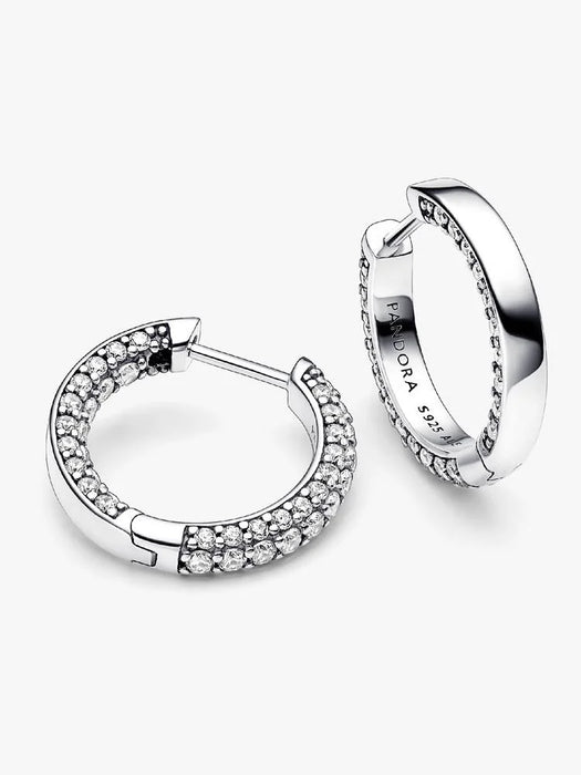 Pandora Pavé Single-Row Hoop Earrings Sterling Silver