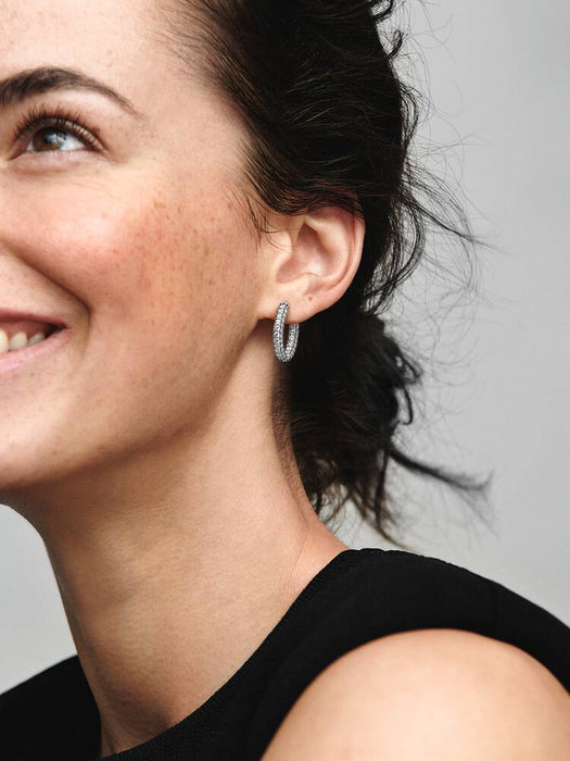 Pandora Pavé Single-Row Hoop Earrings Sterling Silver
