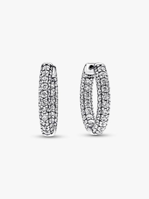 Pandora Pavé Single-Row Hoop Earrings Sterling Silver