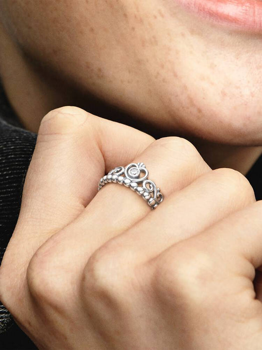 Pandora Princess Tiara Crown Ring Sterling Silver