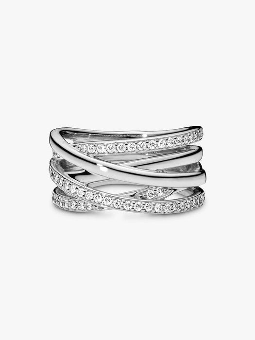 Pandora Sparkling And Polished Lines Ring Sterling Silver