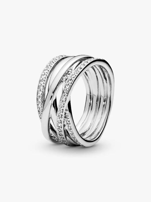 Pandora Sparkling And Polished Lines Ring Sterling Silver