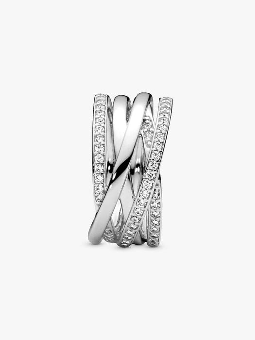 Pandora Sparkling And Polished Lines Ring Sterling Silver
