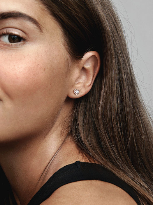 Pandora Sparkling Elevated Heart Stud Rose Gold Earrings