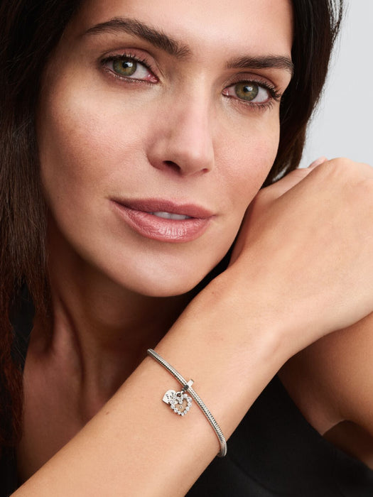 Pandora Sparkling Heart Double Dangle Charm Sterling silver