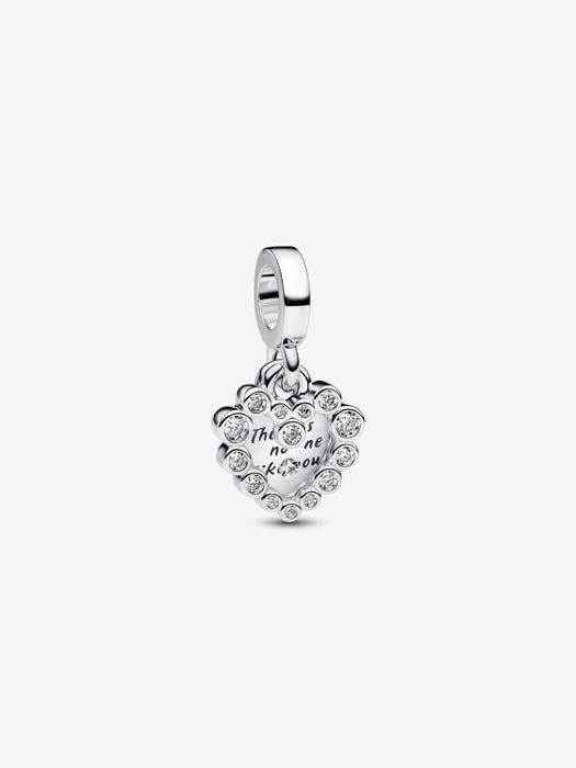 Pandora Sparkling Heart Double Dangle Charm Sterling silver