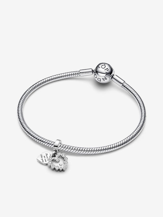 Pandora Sparkling Heart Double Dangle Charm Sterling silver