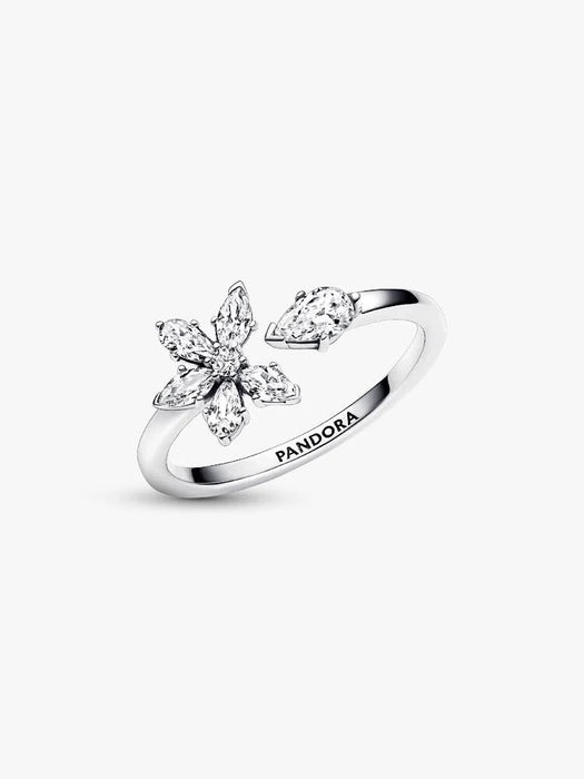 Pandora Sparkling Herbarium Cluster Open Ring Sterling Silver