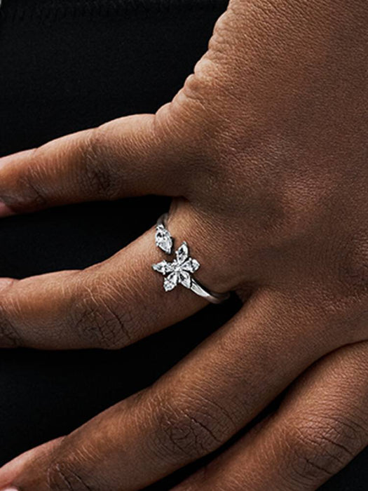 Pandora Sparkling Herbarium Cluster Open Ring Sterling Silver