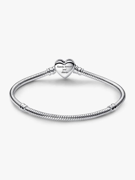 Pandora Sparkling Infinity Heart Clasp Snake Chain Bracelet Sterling Silver