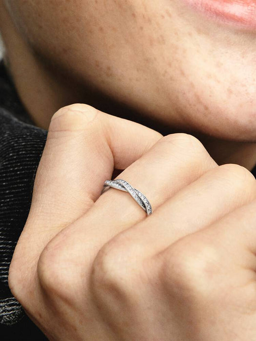 Pandora Sparkling Twisted Lines Ring Sterling Silver