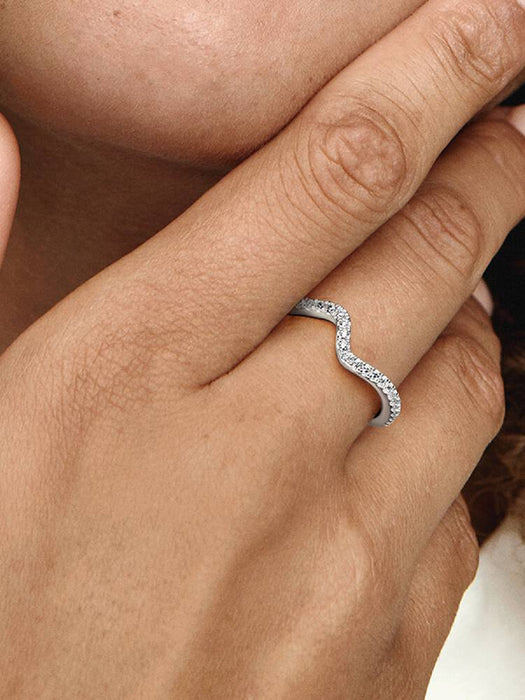 Pandora Sparkling Wave Ring Sterling Silver