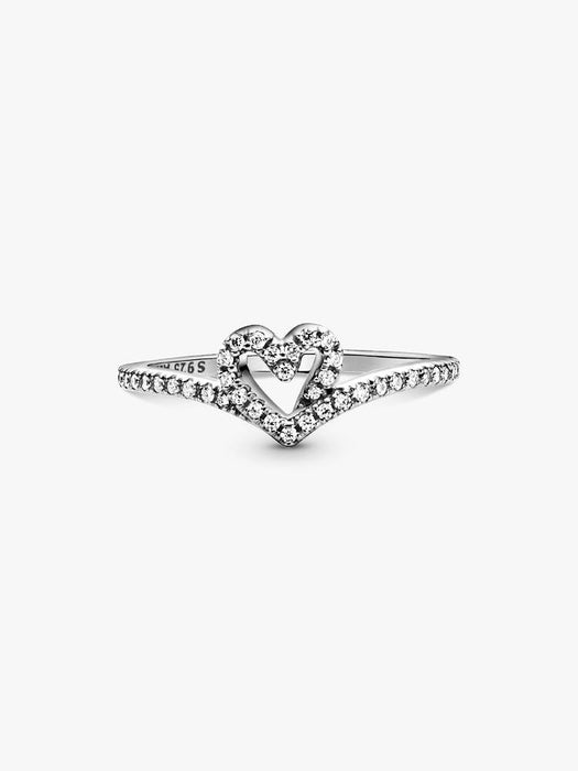 Pandora Sparkling Wishbone Heart Ring Sterling Silver