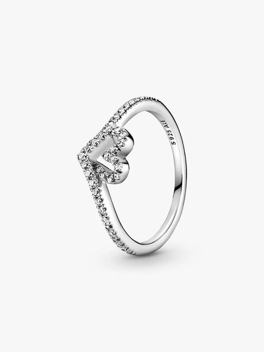 Pandora Sparkling Wishbone Heart Ring Sterling Silver