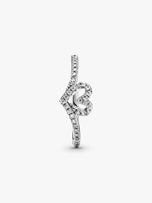 Pandora Sparkling Wishbone Heart Ring Sterling Silver
