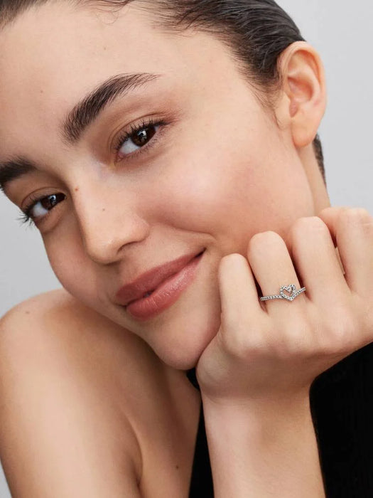 Pandora Sparkling Wishbone Heart Ring Sterling Silver