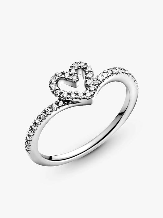 Pandora Sparkling Wishbone Heart Ring Sterling Silver