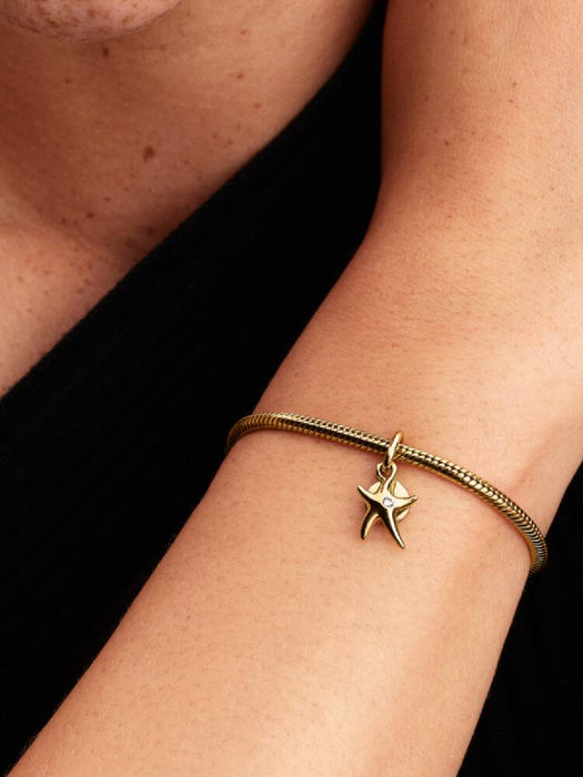 Pandora Starfish Double Dangle Charm 14k Gold Plating