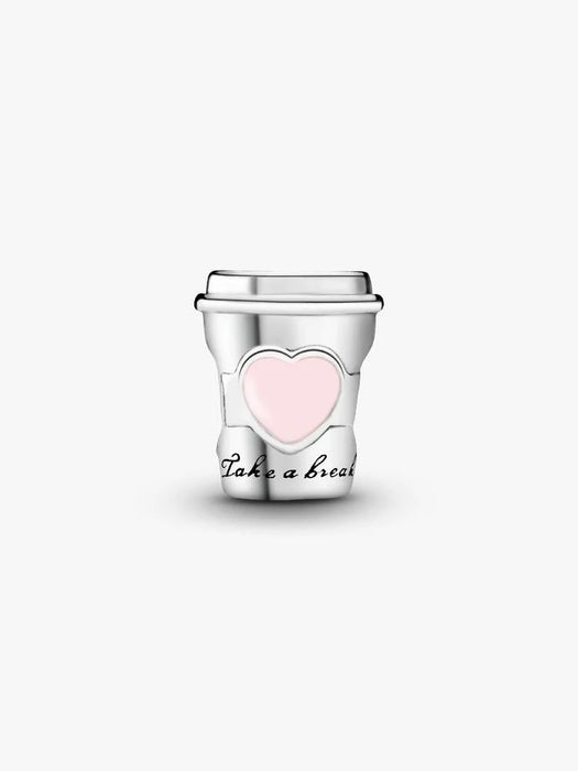 Pandora  Take a Break Coffee Cup Charm Sterling Silver