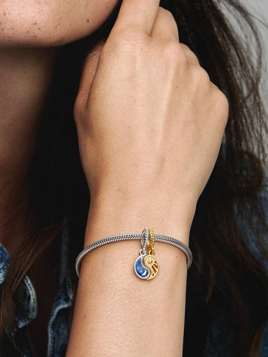 Pandora Two-Tone Splitable Sun & Moon Dangle Charm