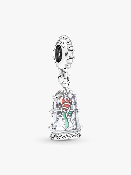 Pandora Disney Beauty and the Beast Enchanted Rose Dangle Charm Sterling Silver