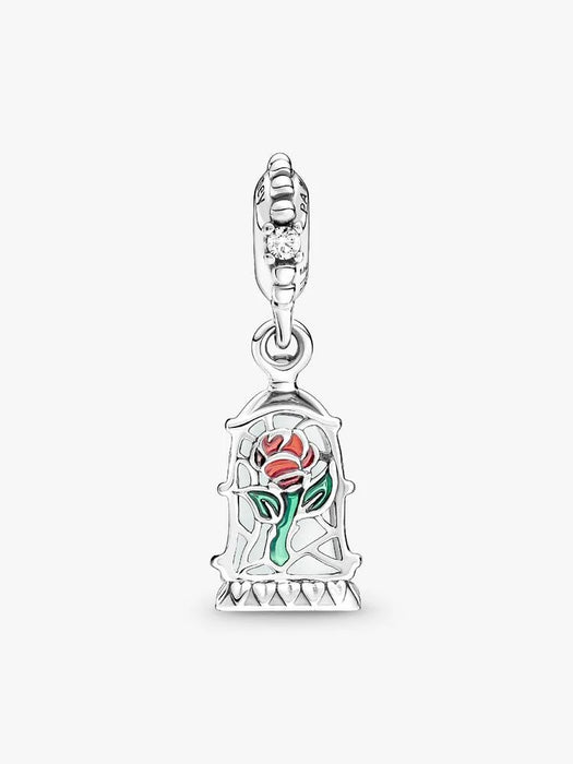 Pandora Disney Beauty and the Beast Enchanted Rose Dangle Charm Sterling Silver