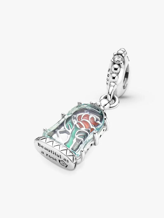 Pandora Disney Beauty and the Beast Enchanted Rose Dangle Charm Sterling Silver