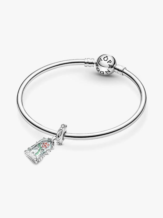 Pandora Disney Beauty and the Beast Enchanted Rose Dangle Charm Sterling Silver