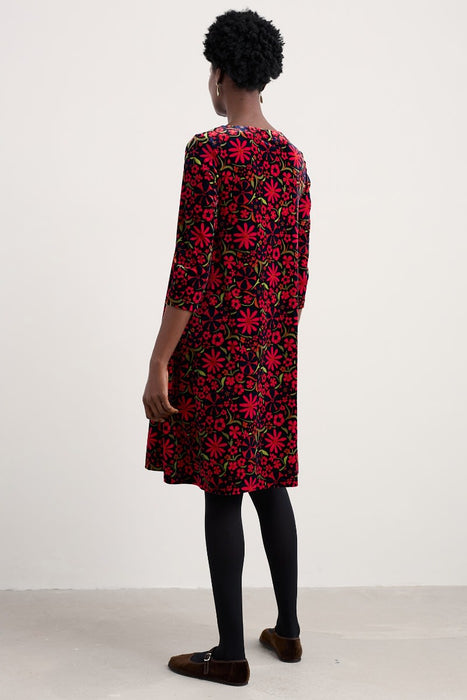 Seasalt Women's Mahonia Dress In Folky Flowers Onyx Carmine