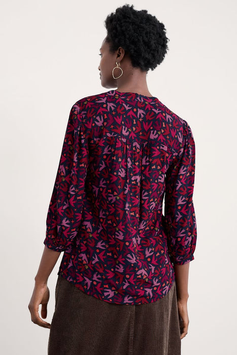 Seasalt Women's Willow Path Printed Shirt In Paper Birds Jam