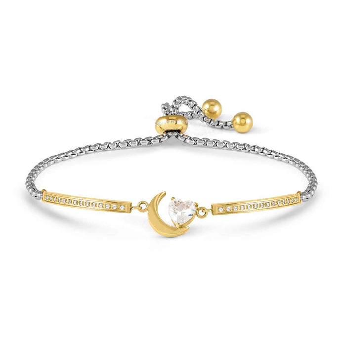 Nomination Milleluci Crescent Moon With White Crystal Gold Refined Bracelet