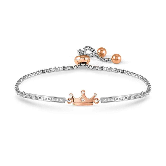 Nomination Milleluci Crown With White Crystal Rose Gold Bracelet