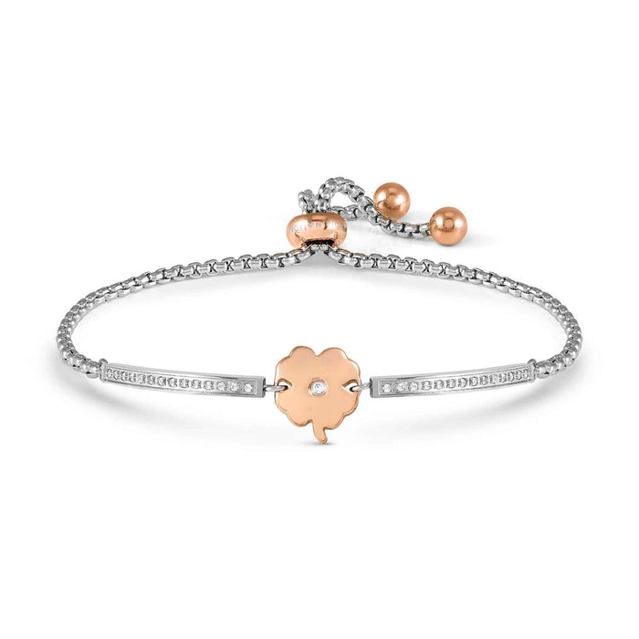 Nomination Milleluci Four Leaf Clover With White Crystal Rose Gold Bracelet