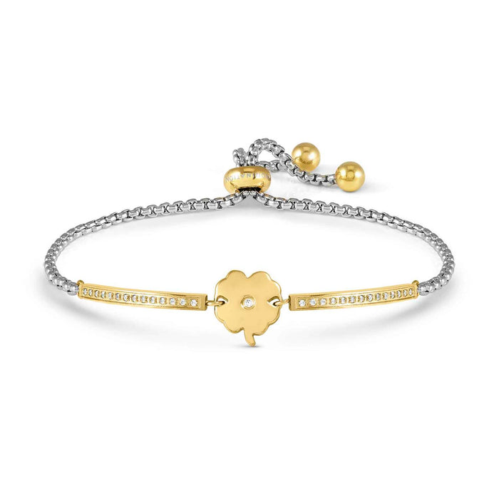 Nomination Milleluci Four Leaf Clover With White Crystal Gold Bracelet