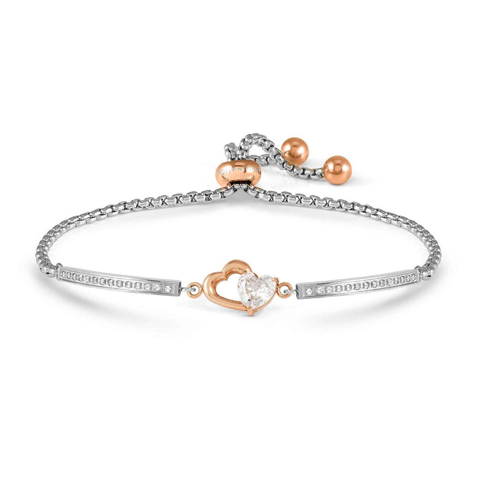 Nomination Milleluci Heart With White Crystal Rose Gold Refined Bracelet